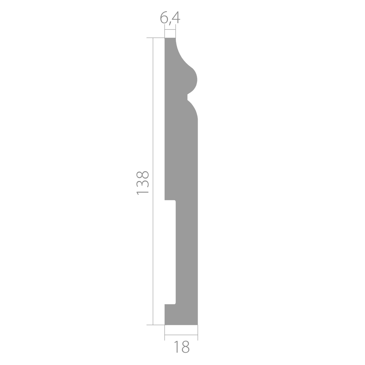 Плинтус белый Ultrawood/Ультравуд арт. Base 5500 p 2000x138x18 мм